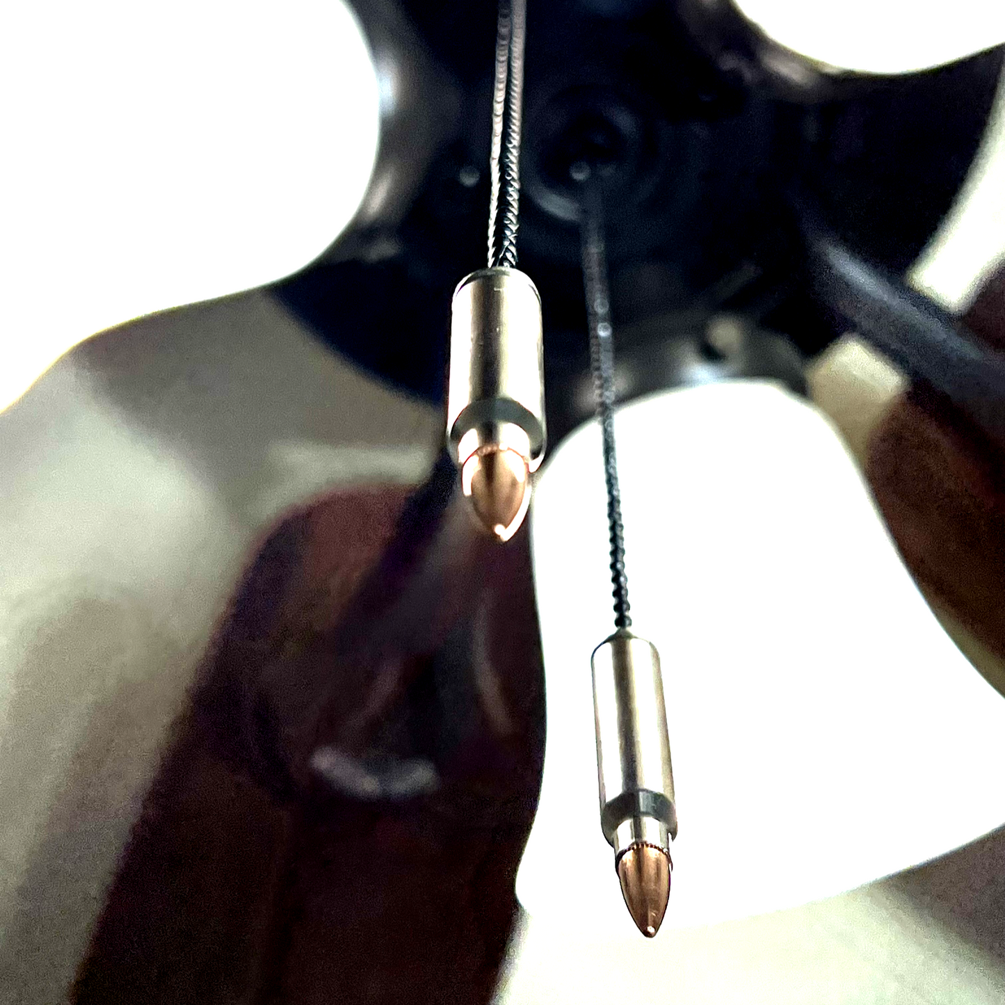 .556/223 Bullet Ceiling Fan, Lamp Chain Pulls (Nickel Plated Casing)- 1 or 2 Piece Set- Silver or Black Chain Bead